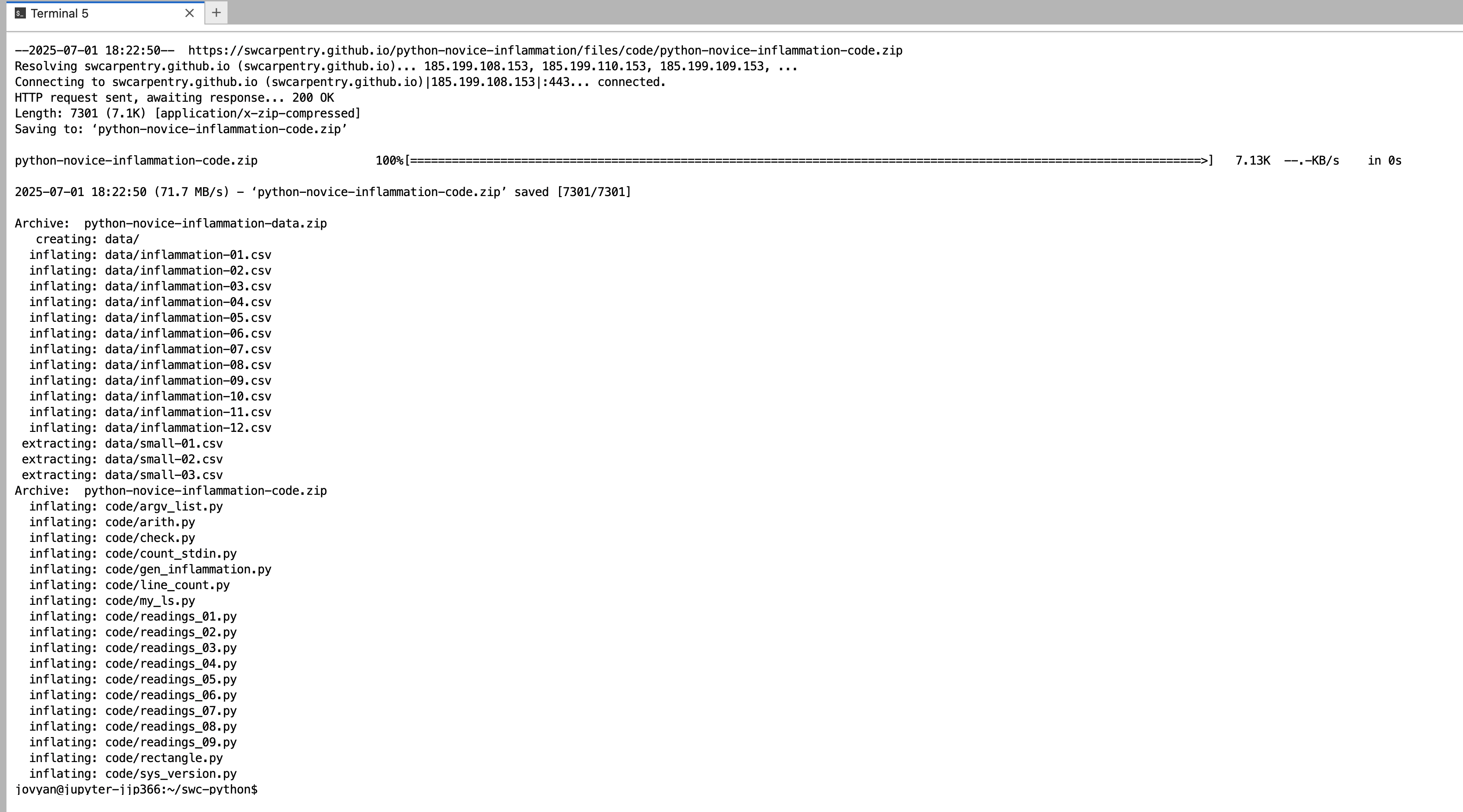 Getting data using the terminal