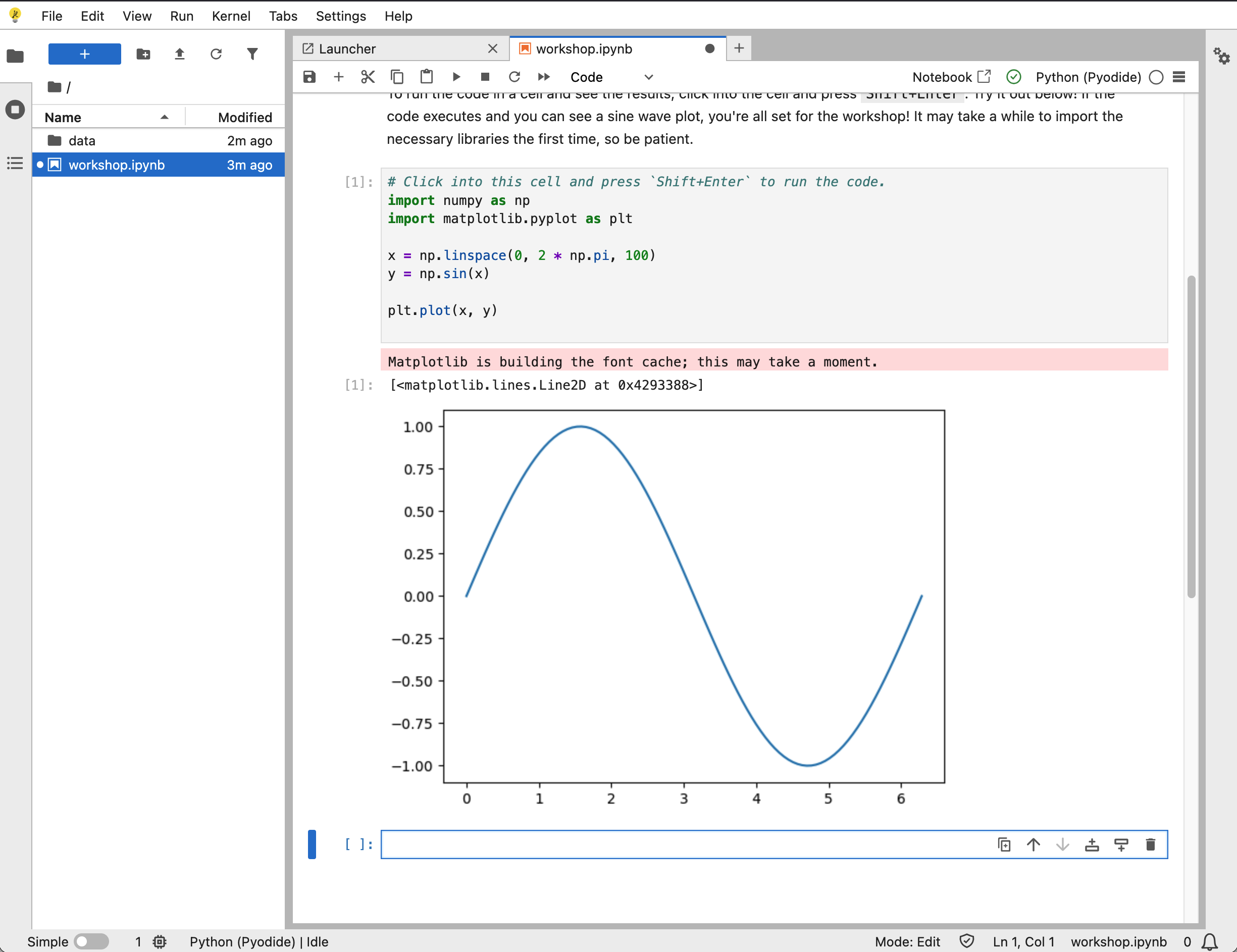 Sine wave plot