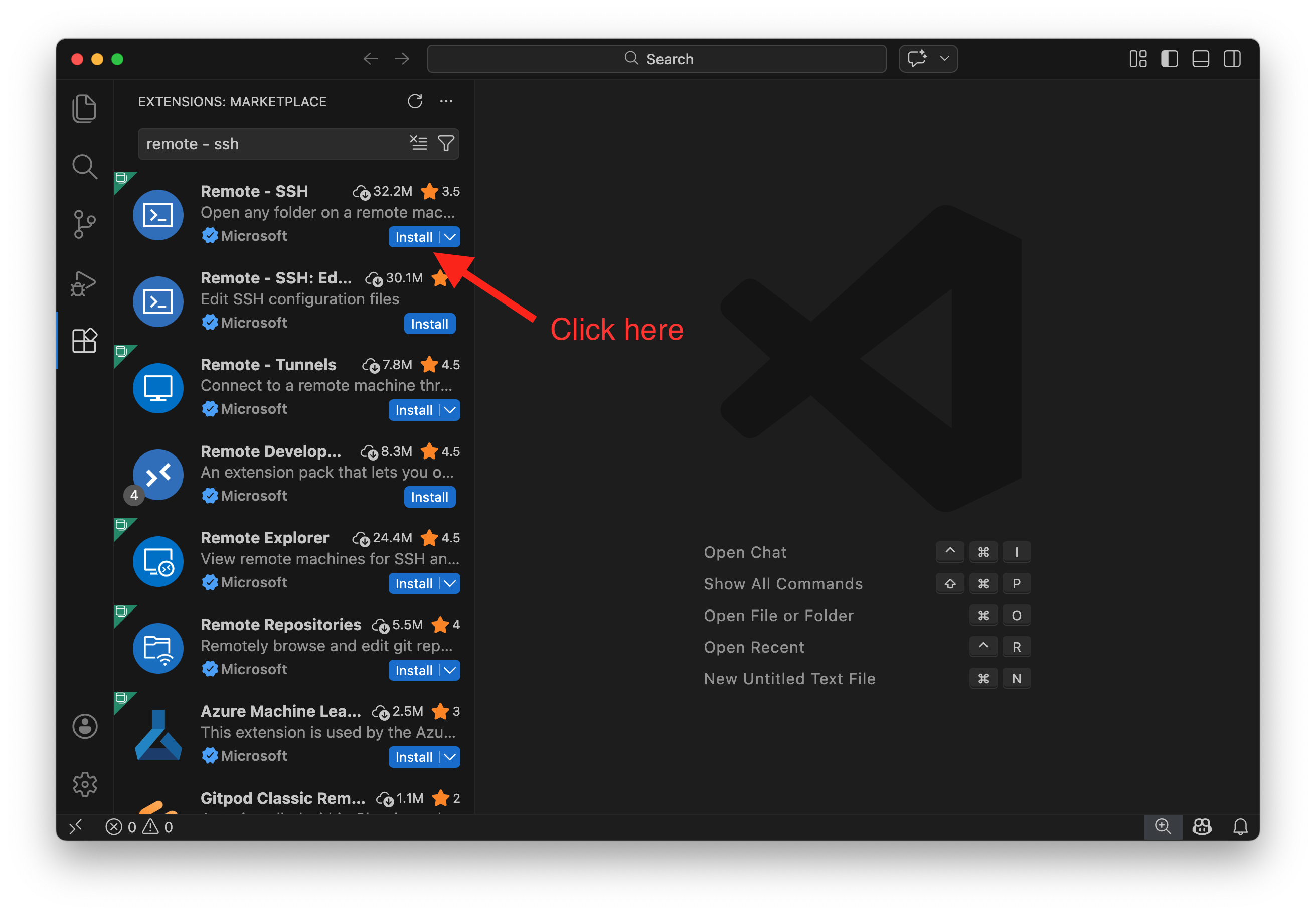 Installing Remote - SSH extension
